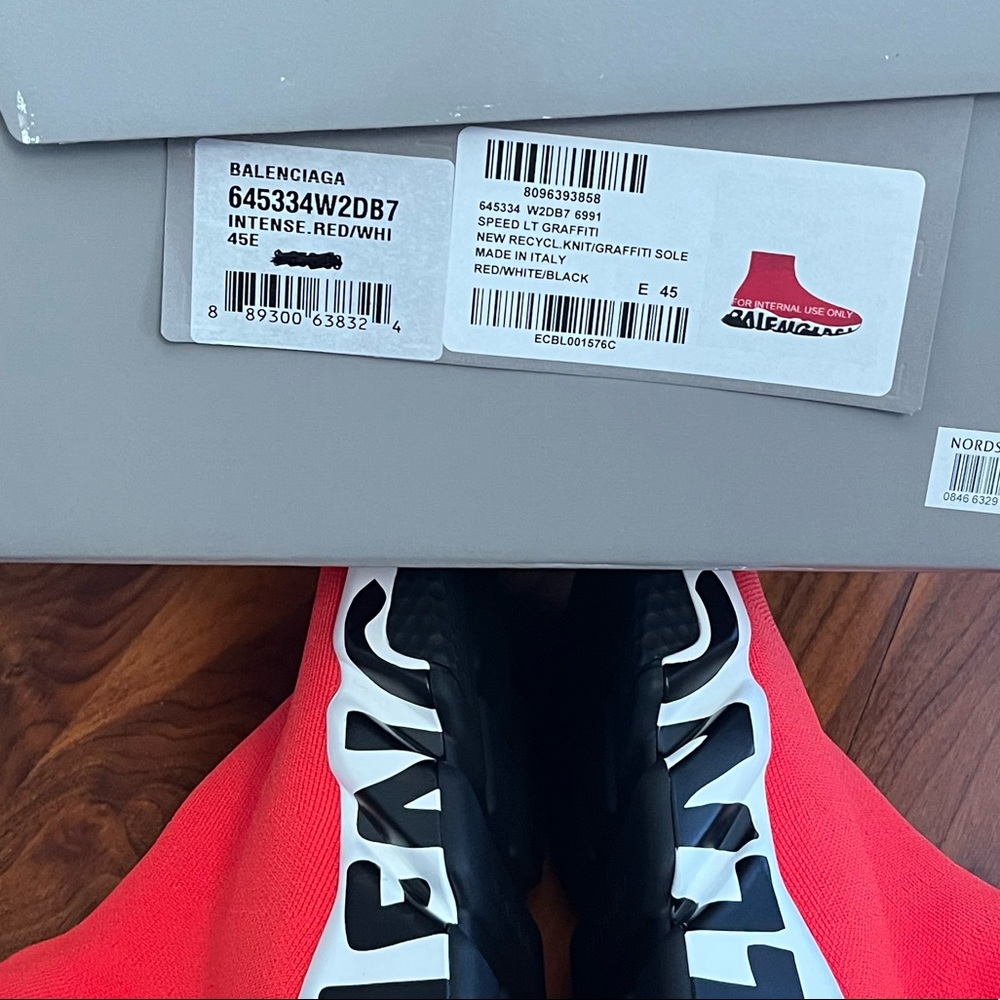Balenciaga Speed LT Graffiti Knit Sneaker size 12 US 45 EU, NEW - Picture 14 of 17